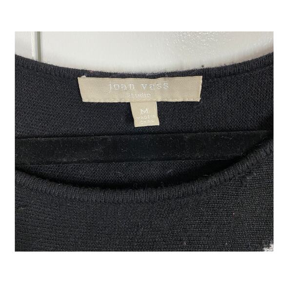 Joan Vass Studio Asymmetrical Black & Gray Long Sleeve Tunic Sweater Medium - Picture 4 of 10